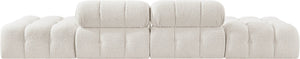 Meridian Furniture Ames Four Piece Modular Sectional Sofa in Plush Boucle for Open Plan Living Rooms 611Cream-S136C