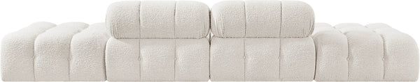 Meridian Furniture Ames Four Piece Modular Sectional Sofa in Plush Boucle for Open Plan Living Rooms 611Cream-S136C