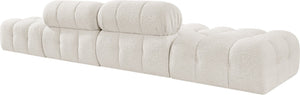 Meridian Furniture Ames Four Piece Modular Sectional Sofa in Plush Boucle for Open Plan Living Rooms 611Cream-S136C