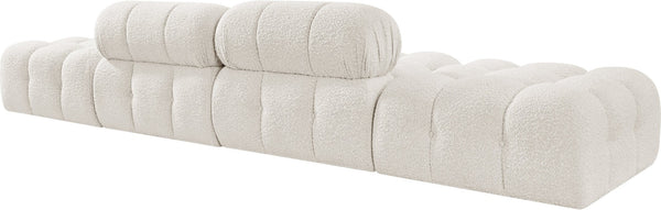 Meridian Furniture Ames Four Piece Modular Sectional Sofa in Plush Boucle for Open Plan Living Rooms 611Cream-S136C
