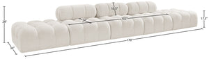 Meridian Furniture Ames Five Piece Modular Sectional Sofa Boucle Upholstered for Modern Living Rooms 611Cream-S170A