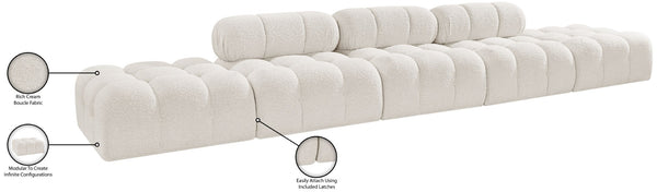 Meridian Furniture Ames Five Piece Modular Sectional Sofa Boucle Upholstered for Modern Living Rooms 611Cream-S170A