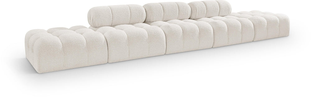 Meridian Furniture Ames Five Piece Modular Sectional Sofa Boucle Upholstered for Modern Living Rooms 611Cream-S170A