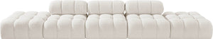 Meridian Furniture Ames Five Piece Modular Sectional Sofa Boucle Upholstered for Modern Living Rooms 611Cream-S170A