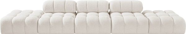 Meridian Furniture Ames Five Piece Modular Sectional Sofa Boucle Upholstered for Modern Living Rooms 611Cream-S170A