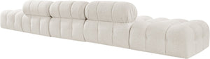 Meridian Furniture Ames Five Piece Modular Sectional Sofa Boucle Upholstered for Modern Living Rooms 611Cream-S170A