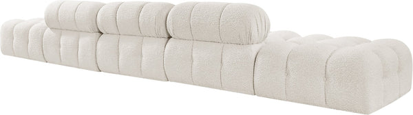 Meridian Furniture Ames Five Piece Modular Sectional Sofa Boucle Upholstered for Modern Living Rooms 611Cream-S170A