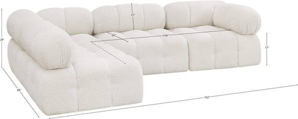Ames Cream Boucle Fabric Modular Sectional 611Cream-Sec4A Meridian Furniture