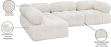 Ames Cream Boucle Fabric Modular Sectional 611Cream-Sec4A Meridian Furniture