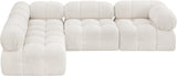 Ames Cream Boucle Fabric Modular Sectional 611Cream-Sec4A Meridian Furniture