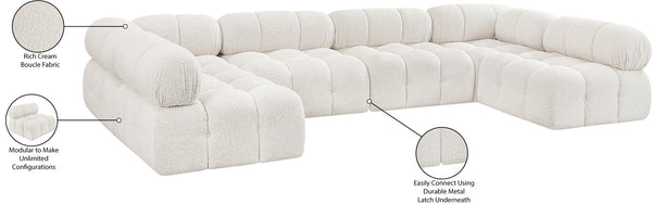 Ames Cream Boucle Fabric Modular Sectional 611Cream-Sec6B Meridian Furniture