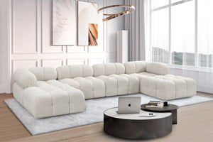 Ames Cream Boucle Fabric Modular Sectional 611Cream-Sec6D Meridian Furniture