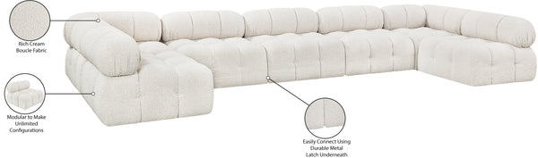 Ames Cream Boucle Fabric Modular Sectional 611Cream-Sec7A Meridian Furniture