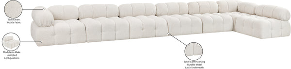Ames Cream Boucle Fabric Modular Sectional 611Cream-Sec7C Meridian Furniture