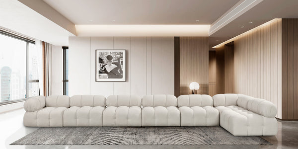 Ames Cream Boucle Fabric Modular Sectional 611Cream-Sec7C Meridian Furniture