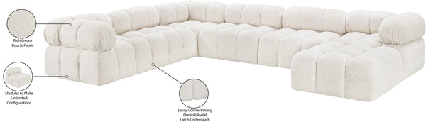 Ames Cream Boucle Fabric Modular Sectional 611Cream-Sec7E Meridian Furniture