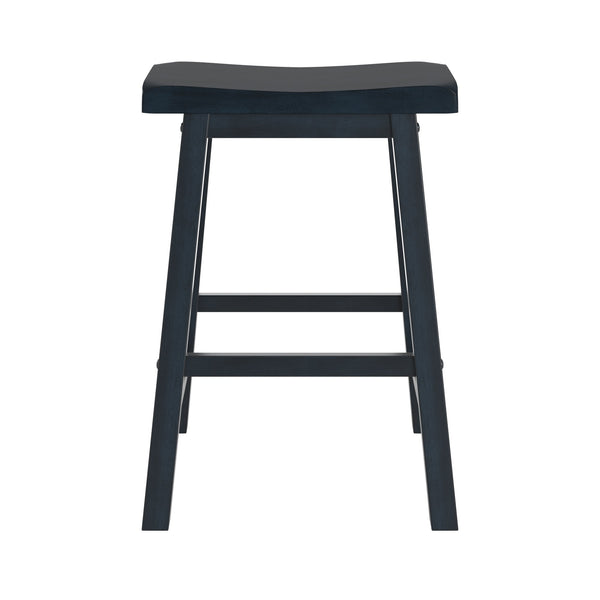 Cosimo Solid Rubberwood Saddleback Counter Stools Set of Two for Kitchen Islands