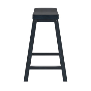 Cosimo Solid Rubberwood Saddleback Counter Stools Set of Two for Kitchen Islands