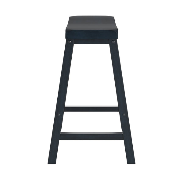 Cosimo Solid Rubberwood Saddleback Counter Stools Set of Two for Kitchen Islands