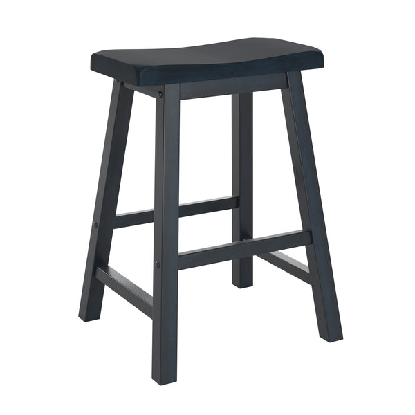 Cosimo Solid Rubberwood Saddleback Counter Stools Set of Two for Kitchen Islands