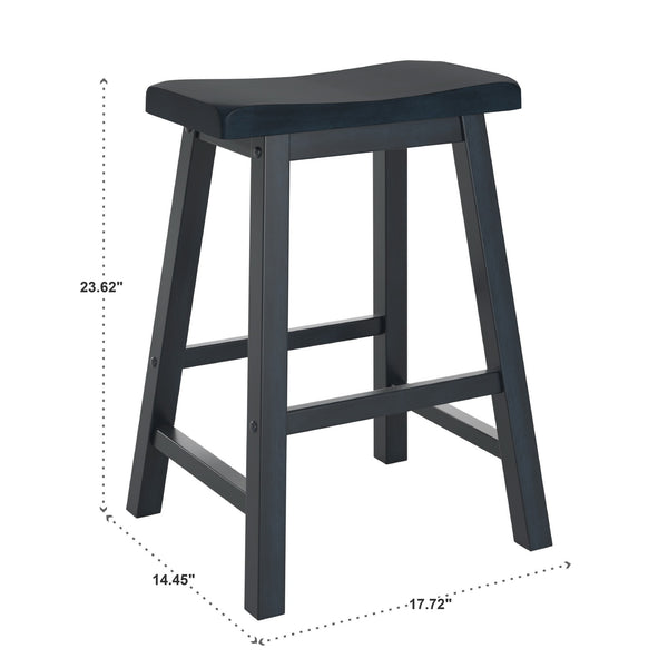 Cosimo Solid Rubberwood Saddleback Counter Stools Set of Two for Kitchen Islands