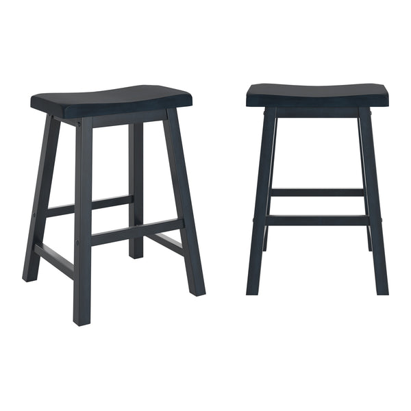 Cosimo Solid Rubberwood Saddleback Counter Stools Set of Two for Kitchen Islands