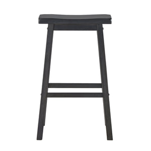 Cosimo Solid Rubberwood Bar Stools Set of 2 with Saddleback Seat Distressed Finish
