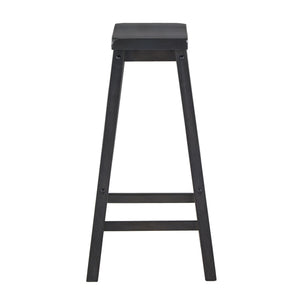 Cosimo Solid Rubberwood Bar Stools Set of 2 with Saddleback Seat Distressed Finish