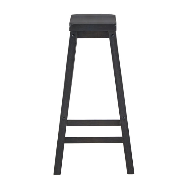 Cosimo Solid Rubberwood Bar Stools Set of 2 with Saddleback Seat Distressed Finish