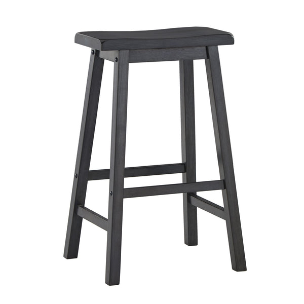 Cosimo Solid Rubberwood Bar Stools Set of 2 with Saddleback Seat Distressed Finish