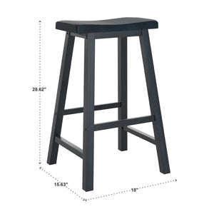 Cosimo Solid Rubberwood Bar Stools Set of 2 with Saddleback Seat Distressed Finish