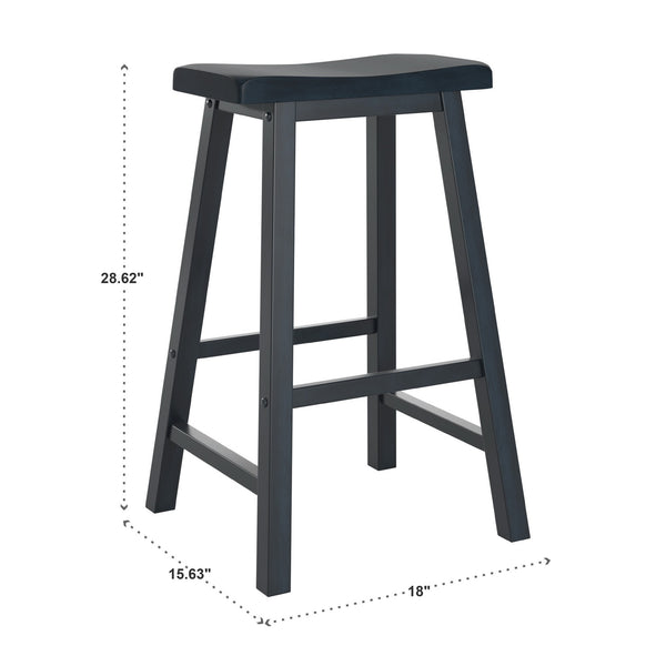 Cosimo Solid Rubberwood Bar Stools Set of 2 with Saddleback Seat Distressed Finish
