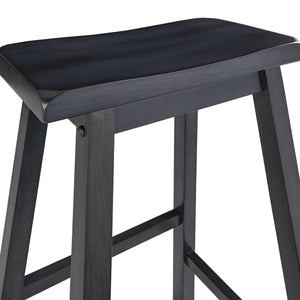 Cosimo Solid Rubberwood Bar Stools Set of 2 with Saddleback Seat Distressed Finish