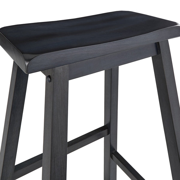 Cosimo Solid Rubberwood Bar Stools Set of 2 with Saddleback Seat Distressed Finish