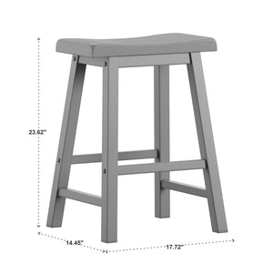Cosimo Solid Rubberwood Saddleback Counter Stools Set of Two for Kitchen Islands