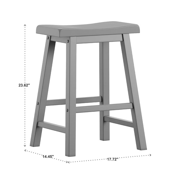 Cosimo Solid Rubberwood Saddleback Counter Stools Set of Two for Kitchen Islands