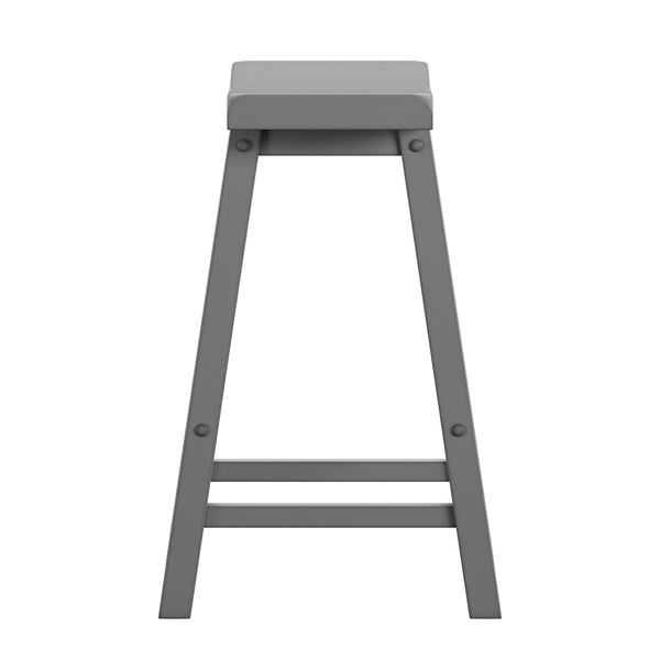Cosimo Solid Rubberwood Saddleback Counter Stools Set of Two for Kitchen Islands