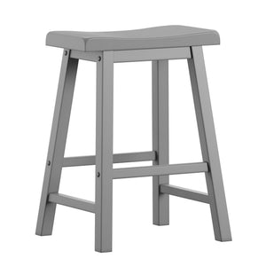 Cosimo Solid Rubberwood Saddleback Counter Stools Set of Two for Kitchen Islands