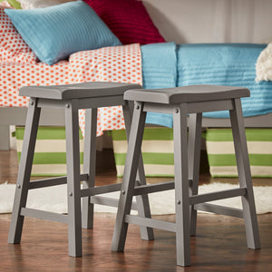 Cosimo Solid Rubberwood Saddleback Counter Stools Set of Two for Kitchen Islands