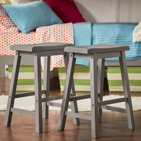 Cosimo Solid Rubberwood Saddleback Counter Stools Set of Two for Kitchen Islands
