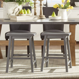 Cosimo Solid Rubberwood Saddleback Counter Stools Set of Two for Kitchen Islands