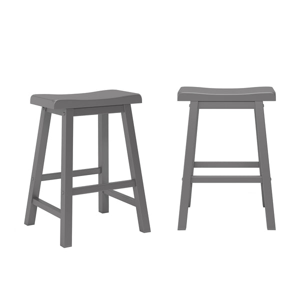 Cosimo Solid Rubberwood Saddleback Counter Stools Set of Two for Kitchen Islands