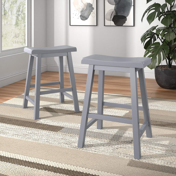 Cosimo Solid Rubberwood Saddleback Counter Stools Set of Two for Kitchen Islands