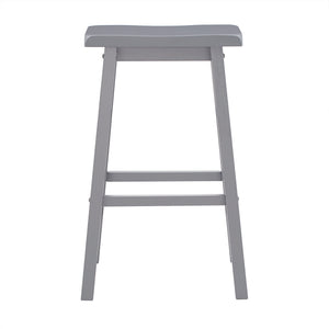 Cosimo Solid Rubberwood Bar Stools Set of 2 with Saddleback Seat Distressed Finish