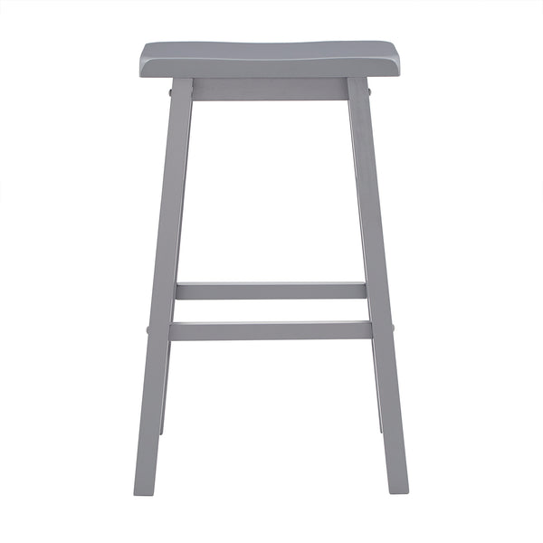 Cosimo Solid Rubberwood Bar Stools Set of 2 with Saddleback Seat Distressed Finish