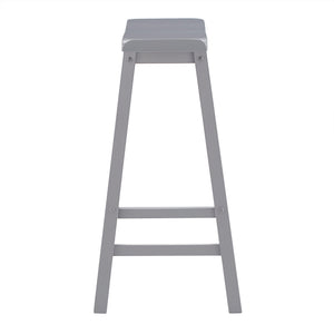 Cosimo Solid Rubberwood Bar Stools Set of 2 with Saddleback Seat Distressed Finish