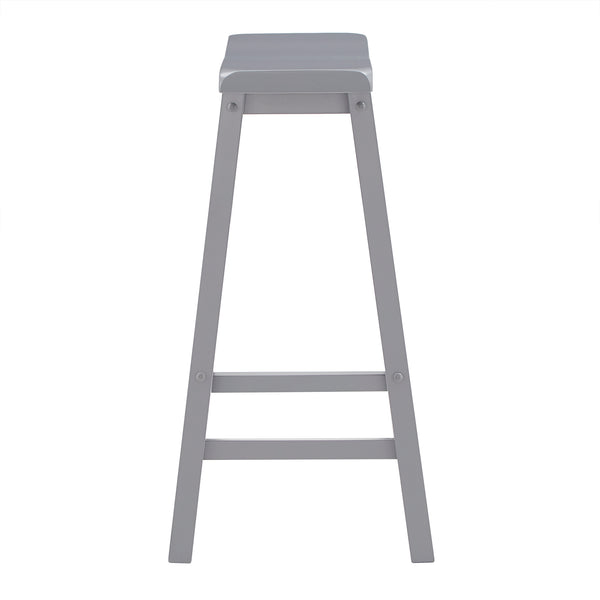 Cosimo Solid Rubberwood Bar Stools Set of 2 with Saddleback Seat Distressed Finish