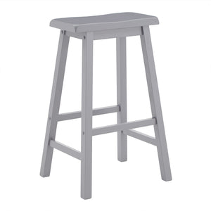 Cosimo Solid Rubberwood Bar Stools Set of 2 with Saddleback Seat Distressed Finish