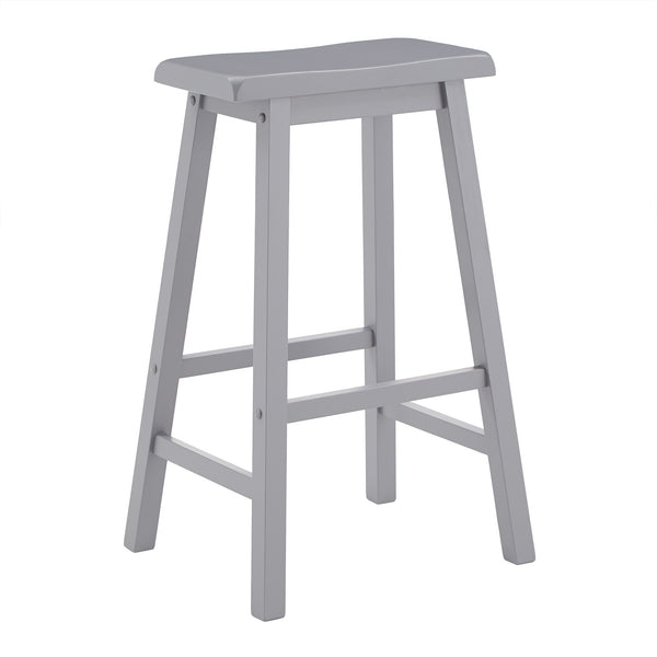 Cosimo Solid Rubberwood Bar Stools Set of 2 with Saddleback Seat Distressed Finish