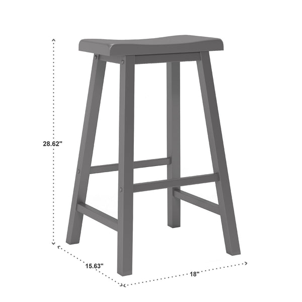 Cosimo Solid Rubberwood Bar Stools Set of 2 with Saddleback Seat Distressed Finish